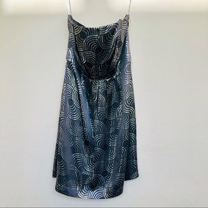 Shoshanna Grey Silver Strapless Dress